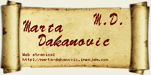 Marta Dakanović vizit kartica
